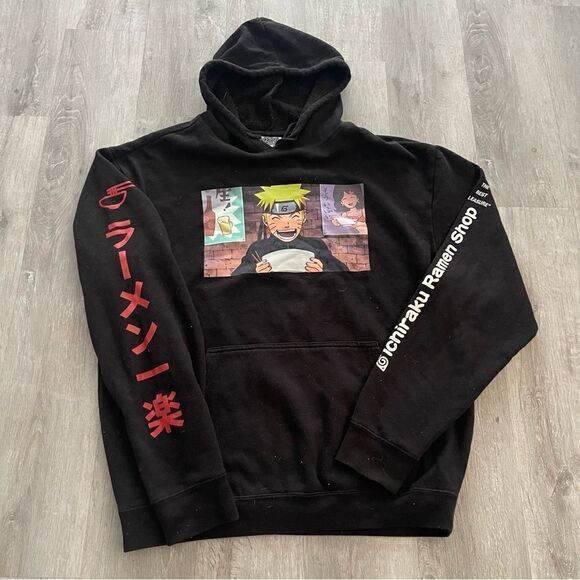 Naruto Shippuden Ichiraku Ramen Soup Shonnen Jump Mens Hoodie Size M Black - Picture 1 of 5